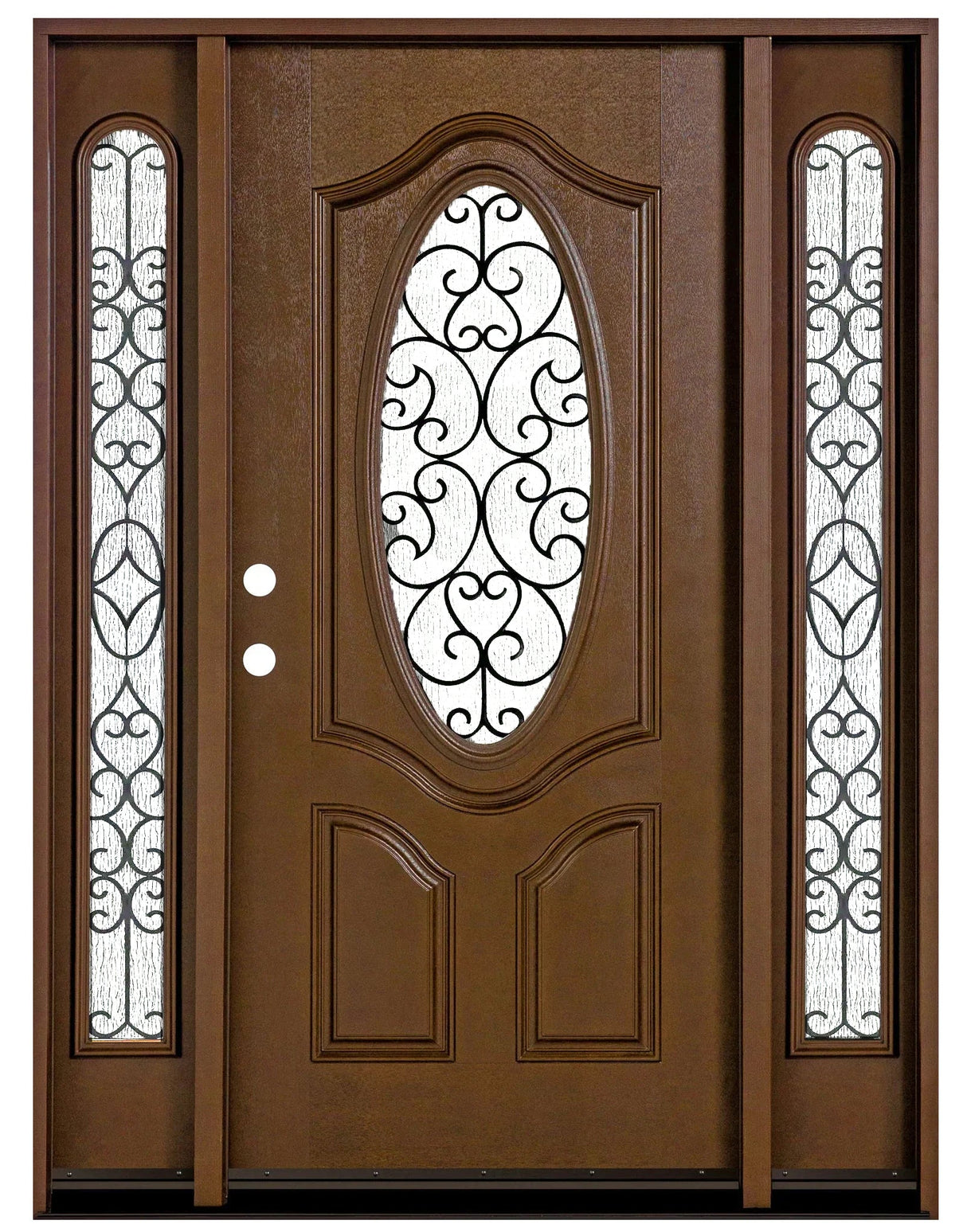Fiberglass Door Iron Scroll Work Rain Glass FD800W