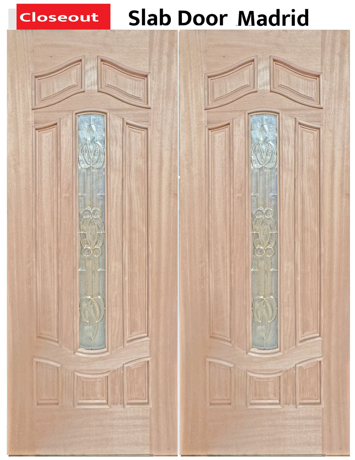 Oak and Mahogany Wood Slab Door #Madrid Exterior Entry – Closeout Sale