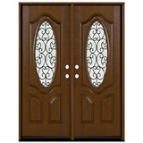 Fiberglass Door Iron Scroll Work Rain Glass  FD800W